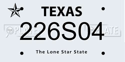 226S04 Texas License Plate