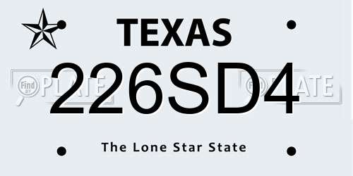 226SD4 Texas License Plate