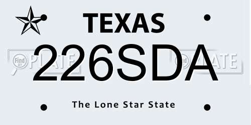226SDA Texas License Plate