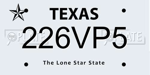 226VP5 Texas License Plate