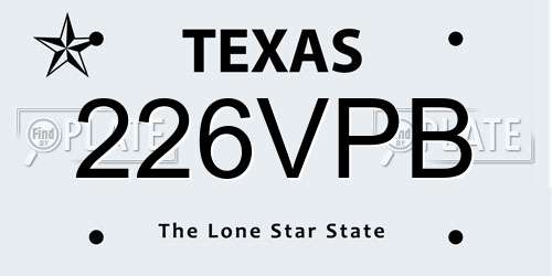 226VPB Texas License Plate