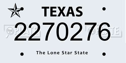 2270276 Texas License Plate