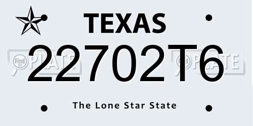 22702T6 Texas License Plate