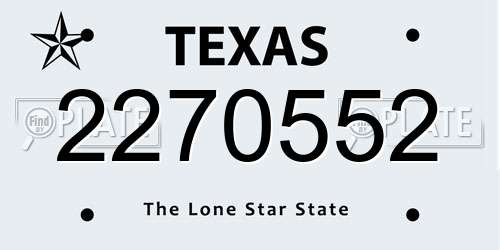 2270552 Texas License Plate