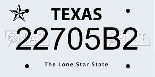 22705B2 Texas License Plate