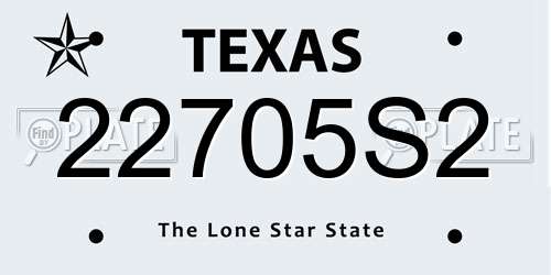 22705S2 Texas License Plate