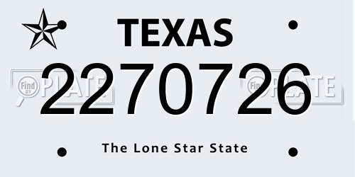 2270726 Texas License Plate
