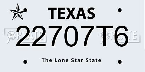 22707T6 Texas License Plate