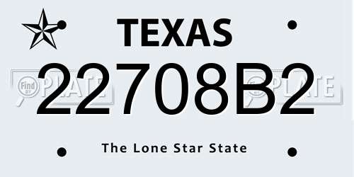 22708B2 Texas License Plate