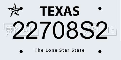 22708S2 Texas License Plate