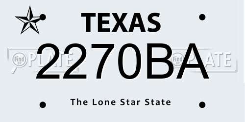 2270BA Texas License Plate