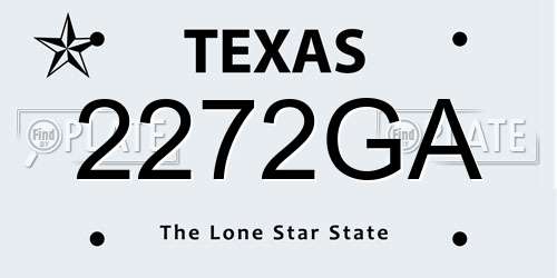 2272GA Texas License Plate