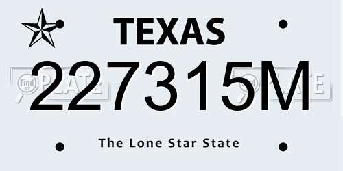 227315M Texas License Plate