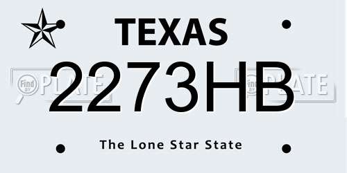 2273HB Texas License Plate