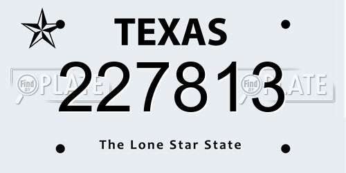 227813 Texas License Plate