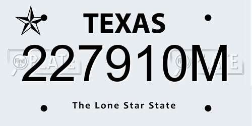 227910M Texas License Plate