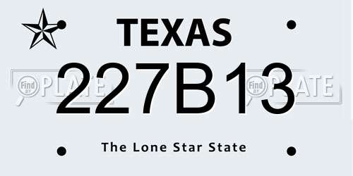 227B13 Texas License Plate