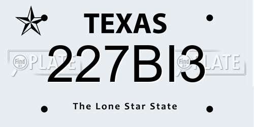 227BI3 Texas License Plate