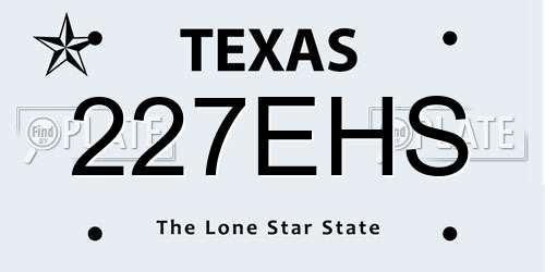 227EHS Texas License Plate