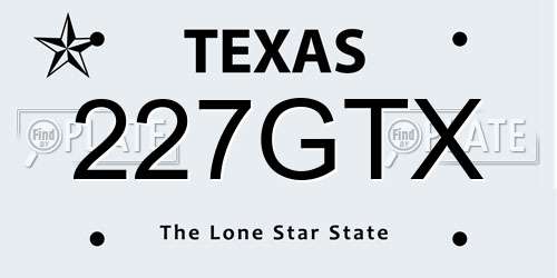 227GTX Texas License Plate