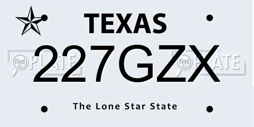227GZX Texas License Plate