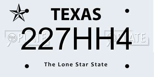 227HH4 Texas License Plate
