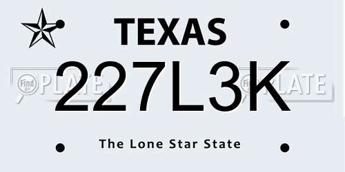 227L3K Texas License Plate