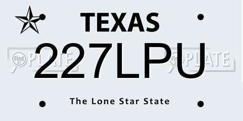 227LPU Texas License Plate