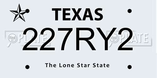 227RY2 Texas License Plate