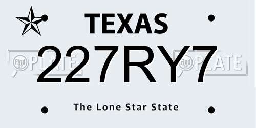 227RY7 Texas License Plate