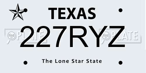 227RYZ Texas License Plate