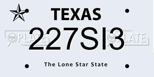 227SI3 Texas License Plate