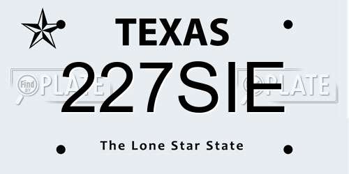 227SIE Texas License Plate