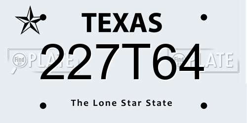 227T64 Texas License Plate