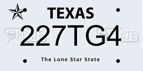 227TG4 Texas License Plate