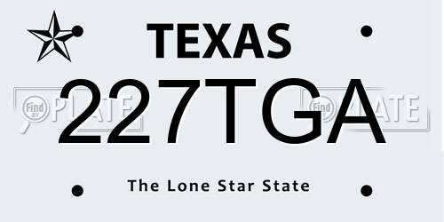 227TGA Texas License Plate
