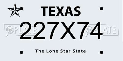 227X74 Texas License Plate