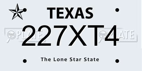 227XT4 Texas License Plate