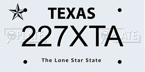 227XTA Texas License Plate