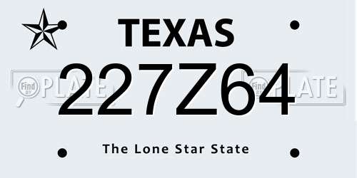 227Z64 Texas License Plate