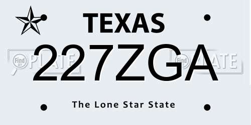 227ZGA Texas License Plate