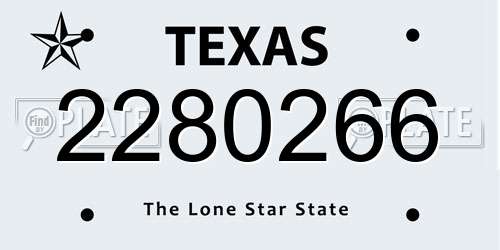 2280266 Texas License Plate