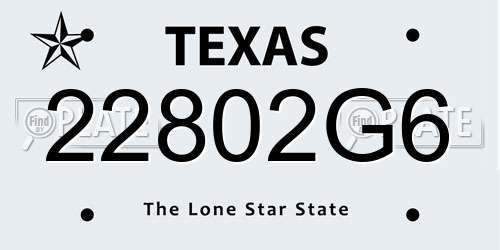 22802G6 Texas License Plate