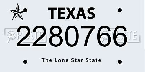 2280766 Texas License Plate