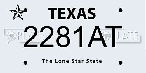 2281AT Texas License Plate