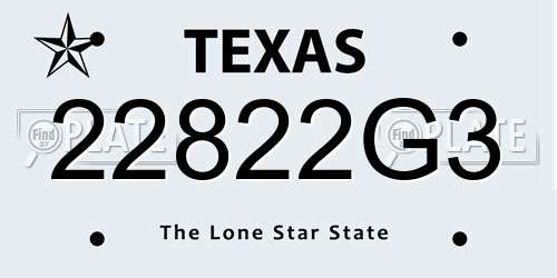 22822G3 Texas License Plate