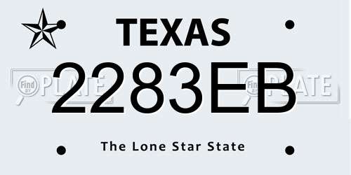 2283EB Texas License Plate