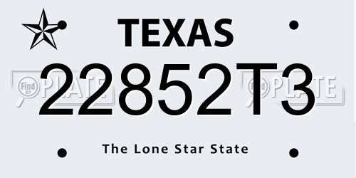 22852T3 Texas License Plate