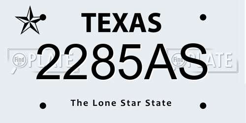 2285AS Texas License Plate