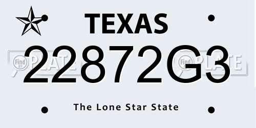 22872G3 Texas License Plate